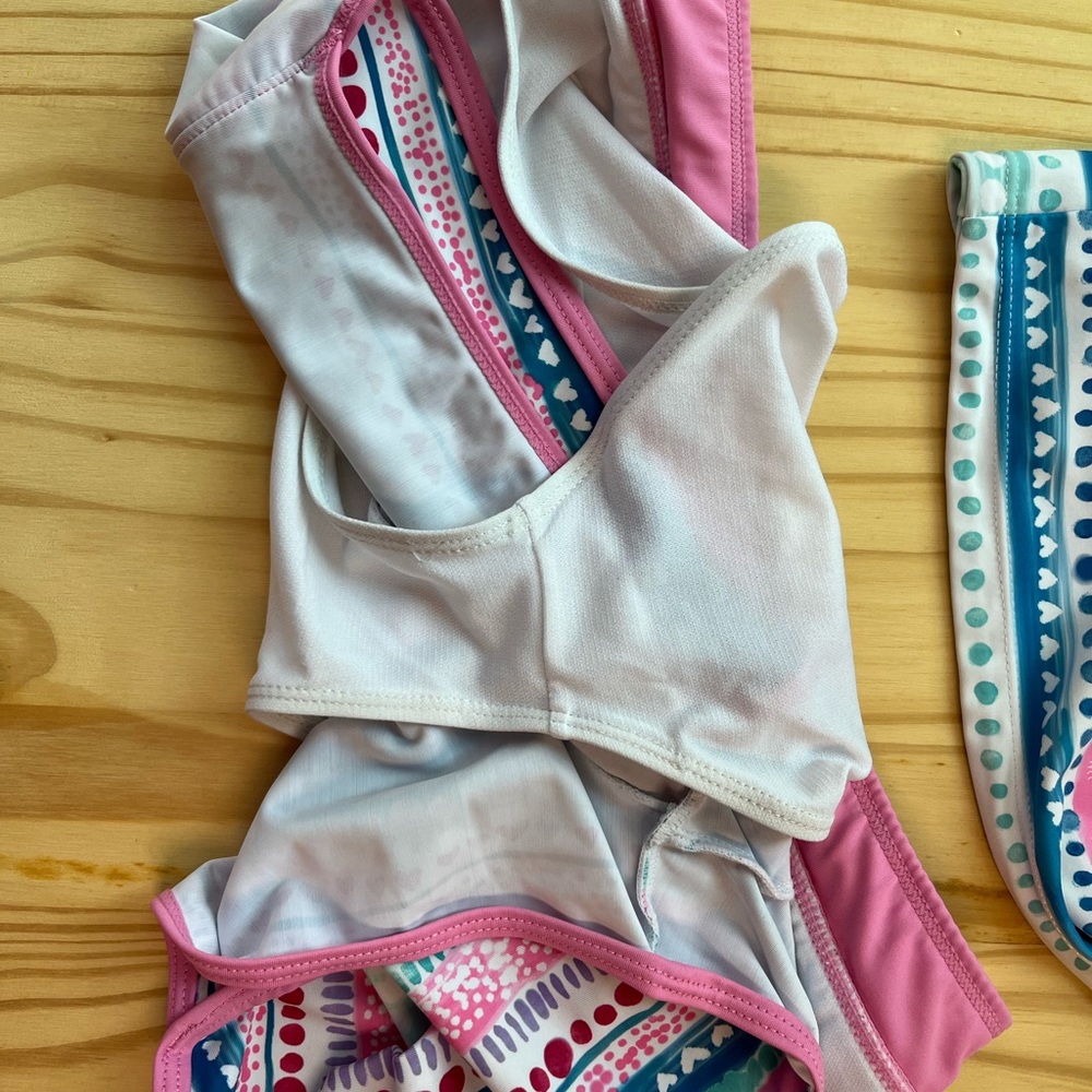 Eddie Bauer Pink & Teal Reversible Bathing Suit Tank and Shorts Size L(14/16) - Picture 5 of 13